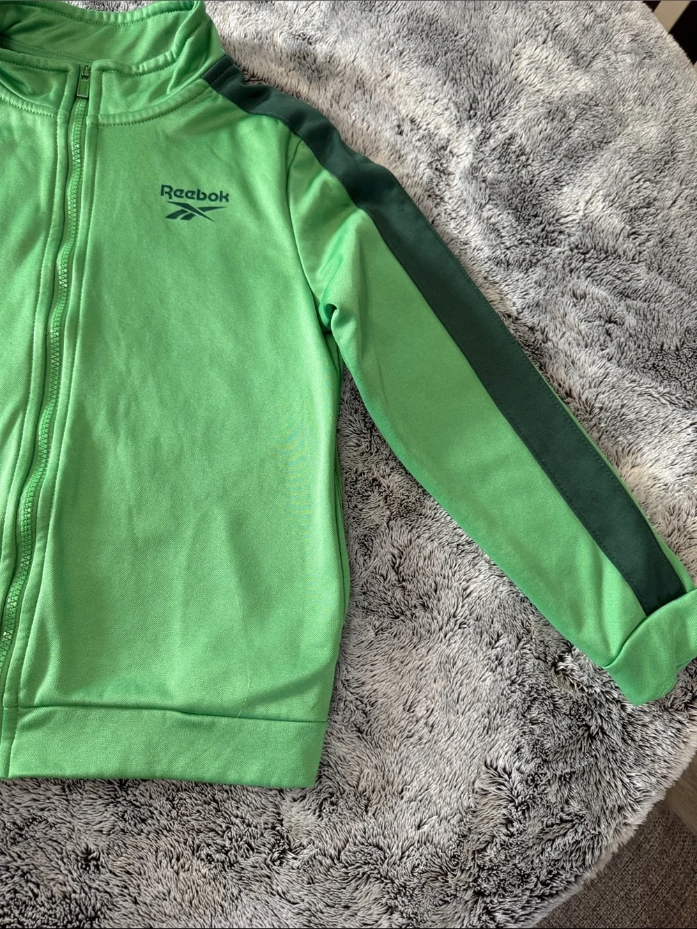 Reebok Athletic Track Jacket Full Zip Boys 11-12  Two Toned Green Sporty Outdoor